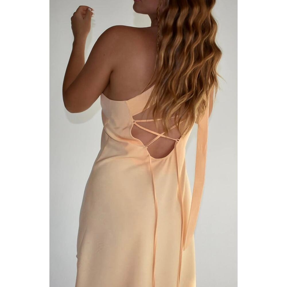 The Drop NWT slip dress one shoulder Maxi $68 S Pela Banana color light orange - Picture 7 of 10